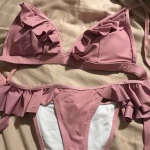 Pink ruffled bikini